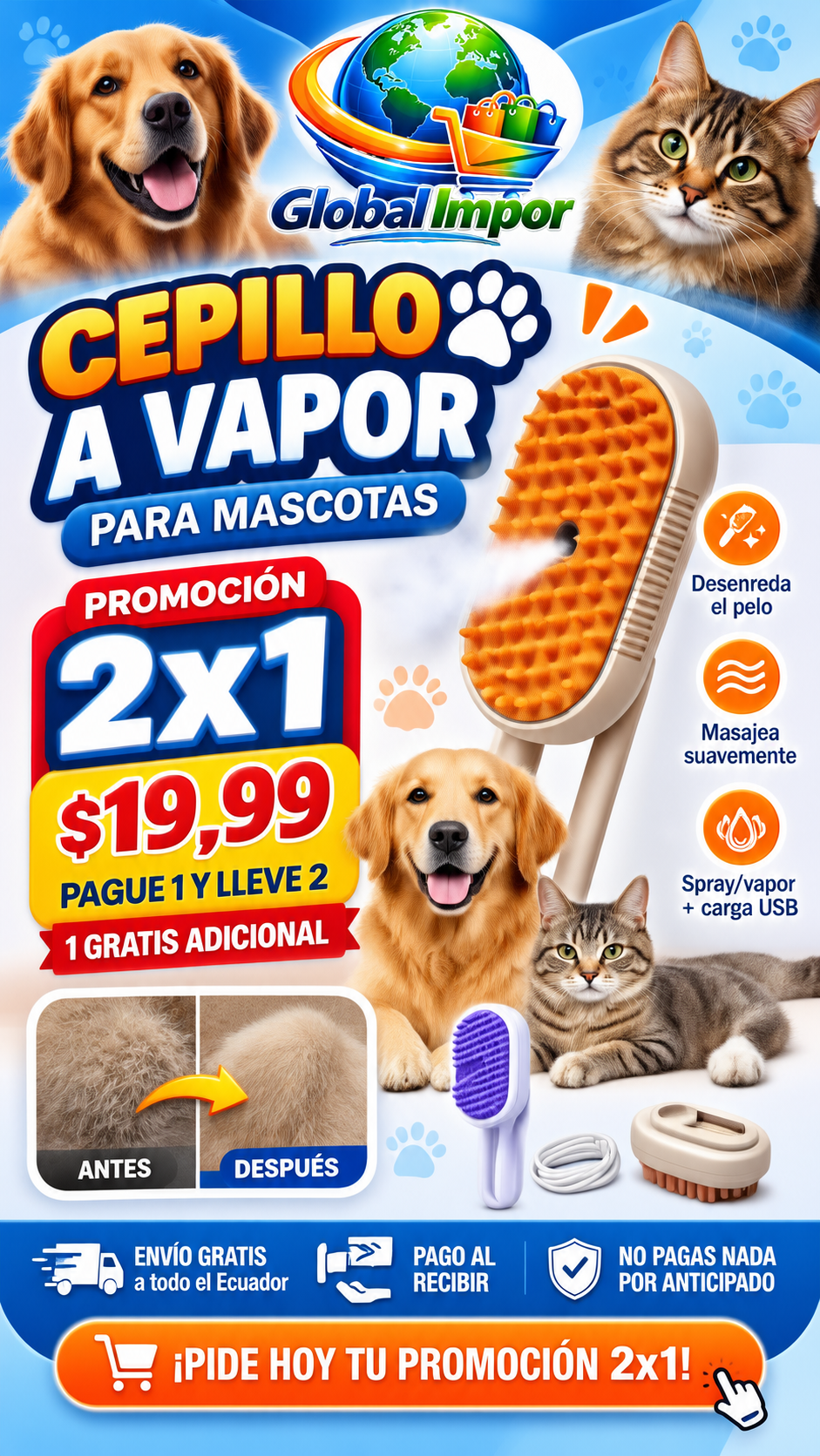 Cepillo A Vapor Para Mascotas