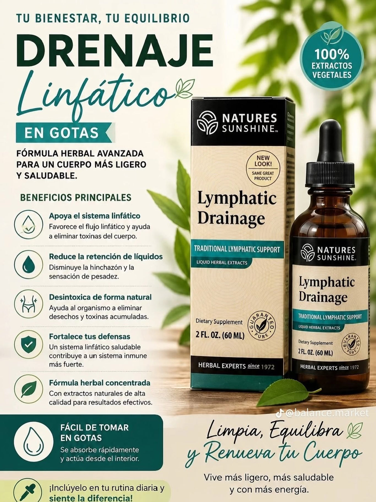 Drenaje Linfático Natural | Suplemento Detox con Extractos Naturales